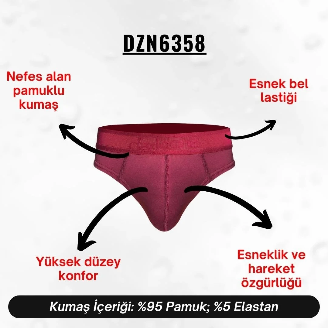 Lastikli bordo erkek slip, Darkzone markası, orta boy, ön ve yan görünüm, ergonomik kesim, beyaz arka plan