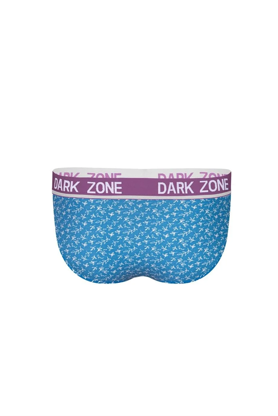 Turkuaz lastikli desenli erkek slip, Dark Zone markası, ön görünüm, beyaz çiçek deseni, elastik bel bandı