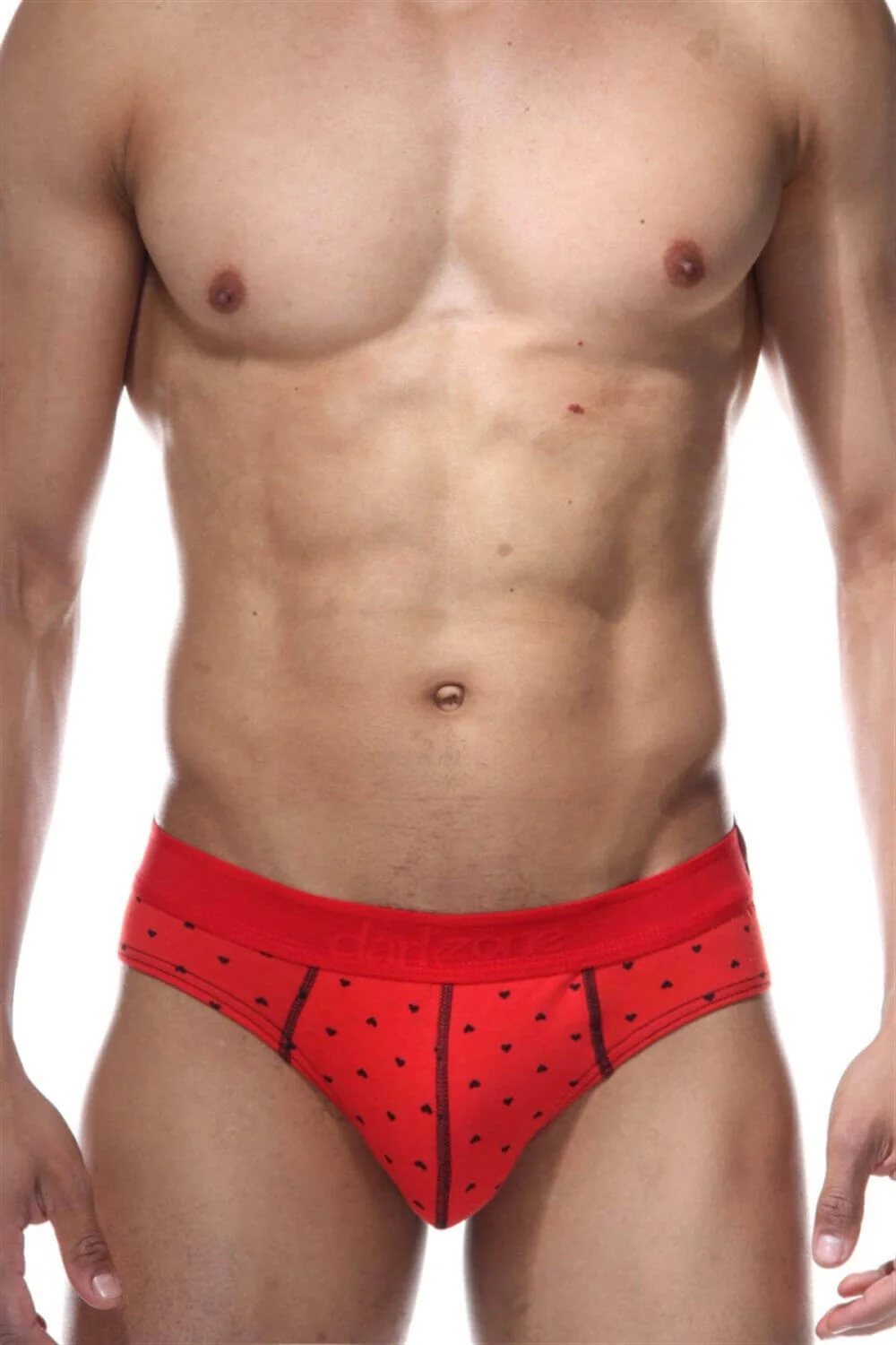 Darkzone Lastikli Kalp Desenli Kırmızı Erkek Slip - DZN6336 Slip Toptan