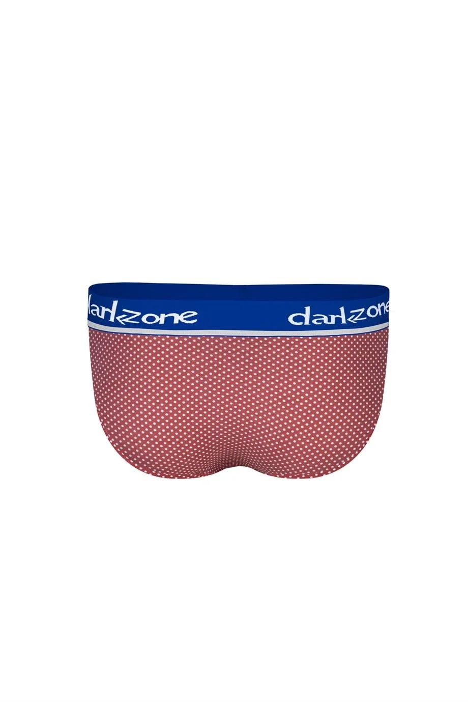 Lastikli nokta desenli erkek slip, Darkzone marka, kırmızı beyaz polka dot, ön görünüm, erkek iç giyim