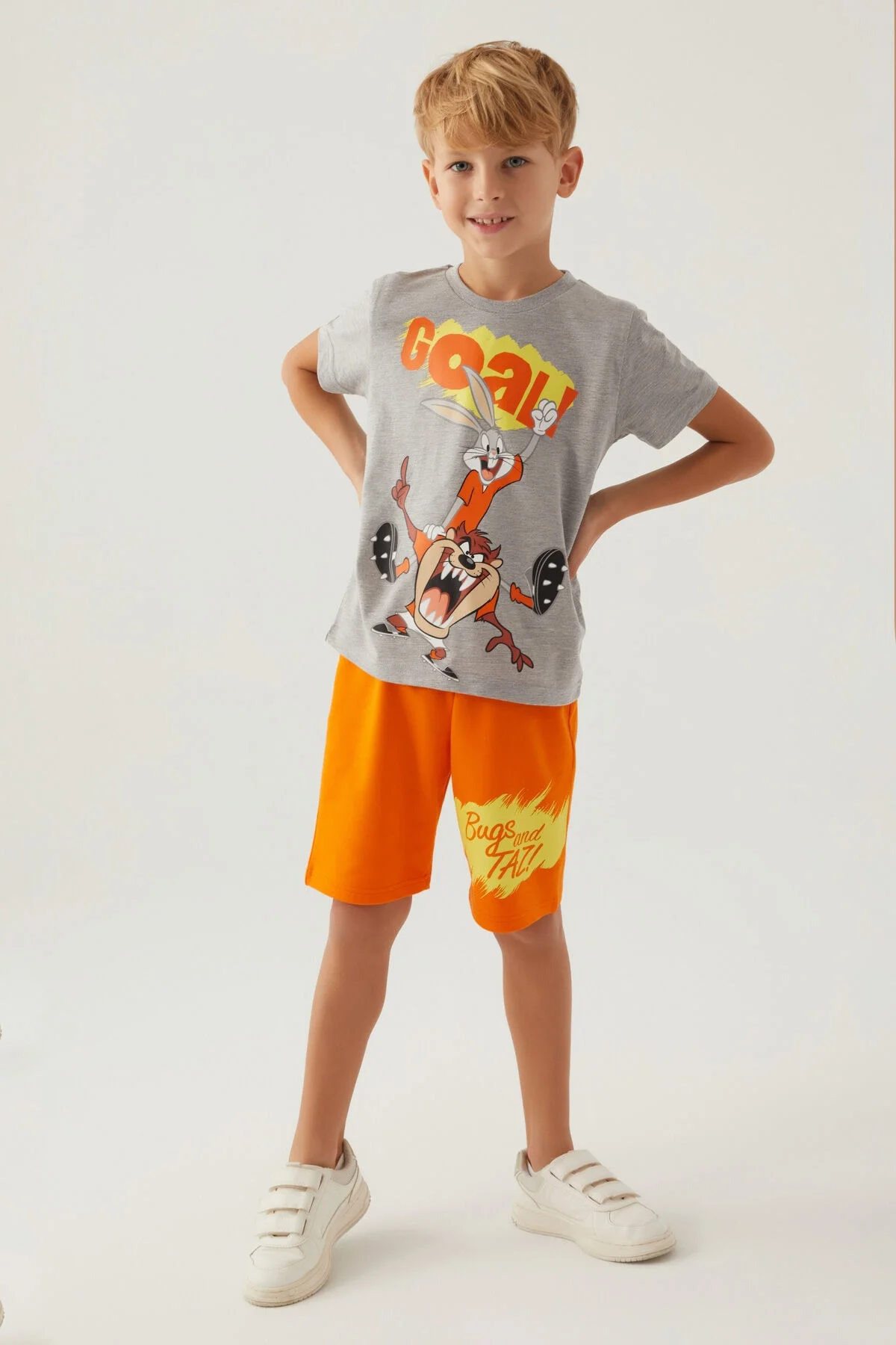 Arnetta Looney Tunes Erkek Çocuk Gri Bermuda Takım Bermuda Takım Toptan