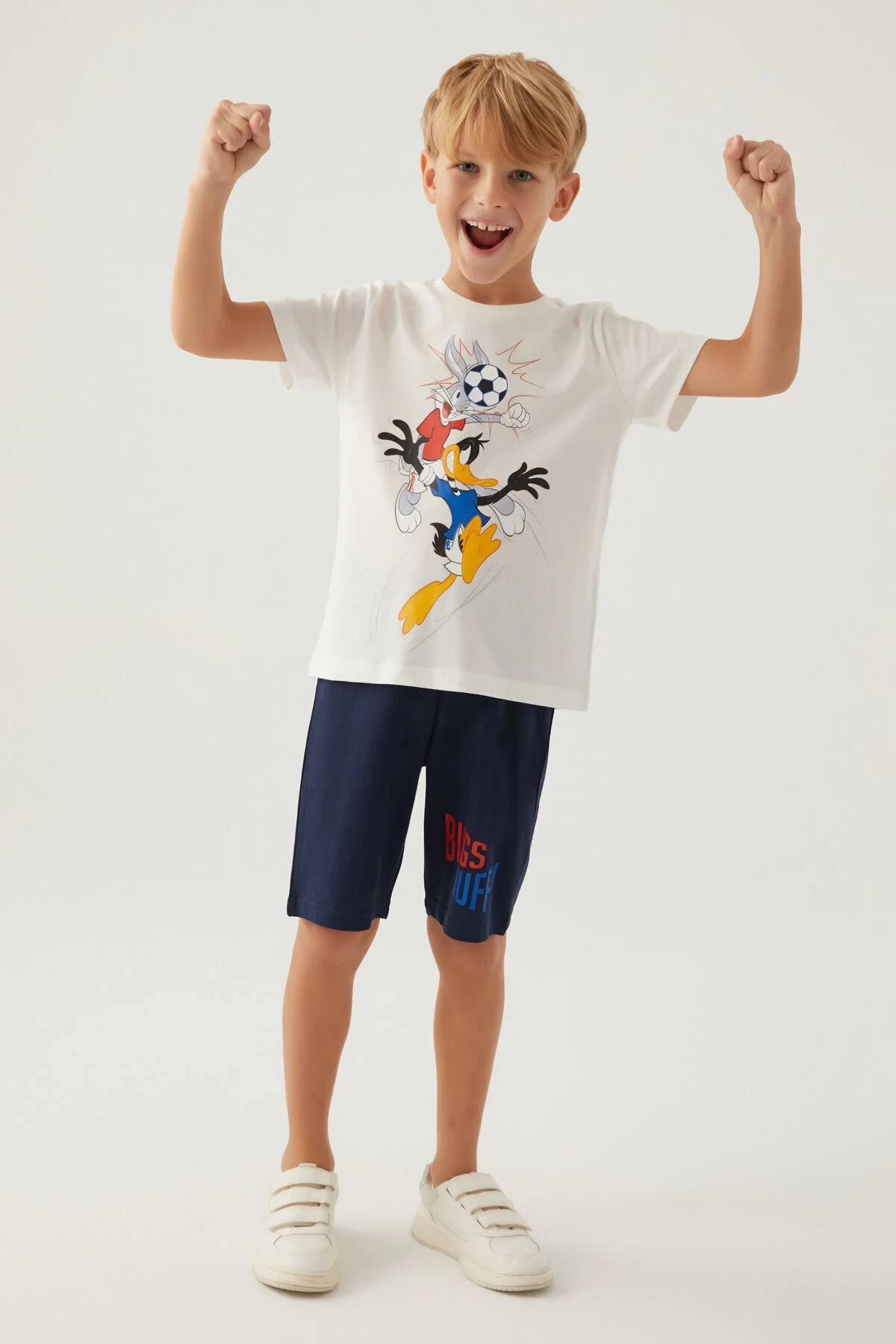 Arnetta Looney Tunes Erkek Çocuk Krem Bermuda Takım Bermuda Takım Toptan