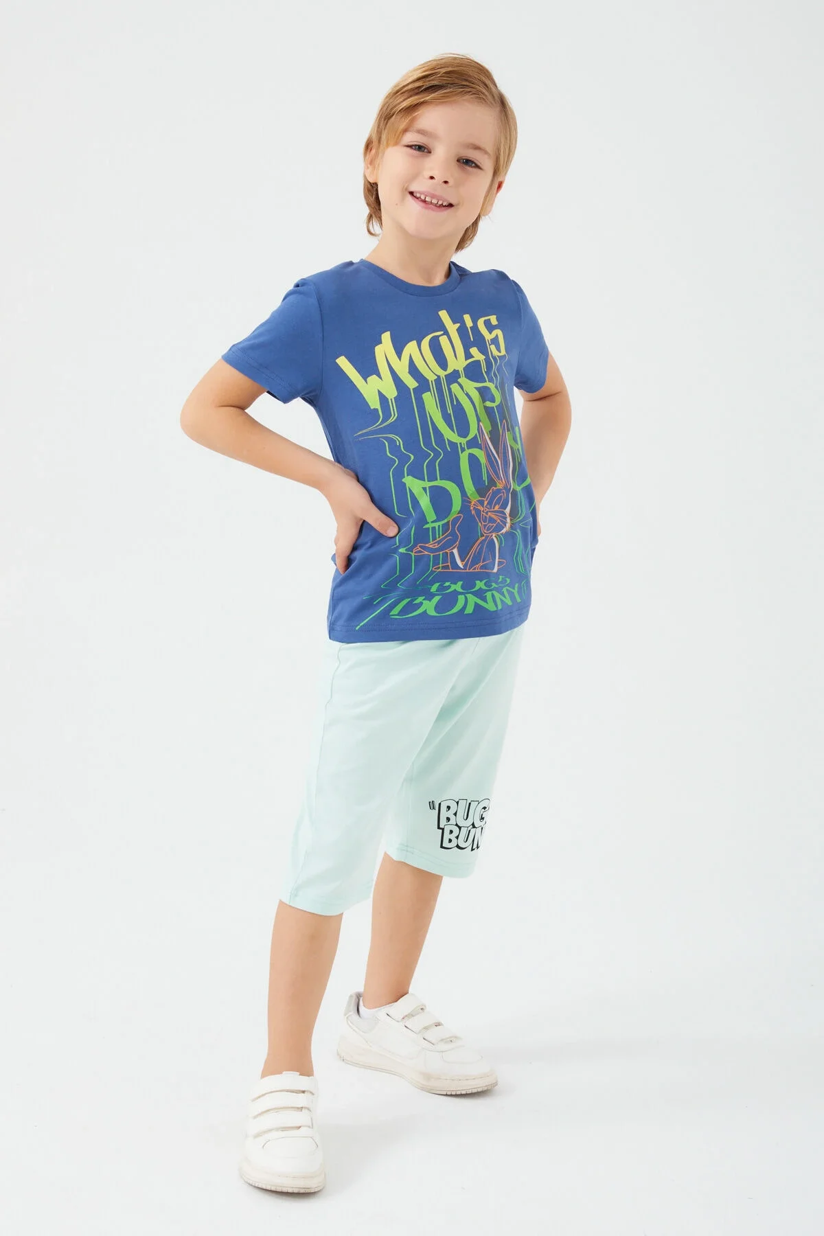 Arnetta Looney Tunes Erkek Çocuk Mor Kapri Takım Kapri Takım Toptan