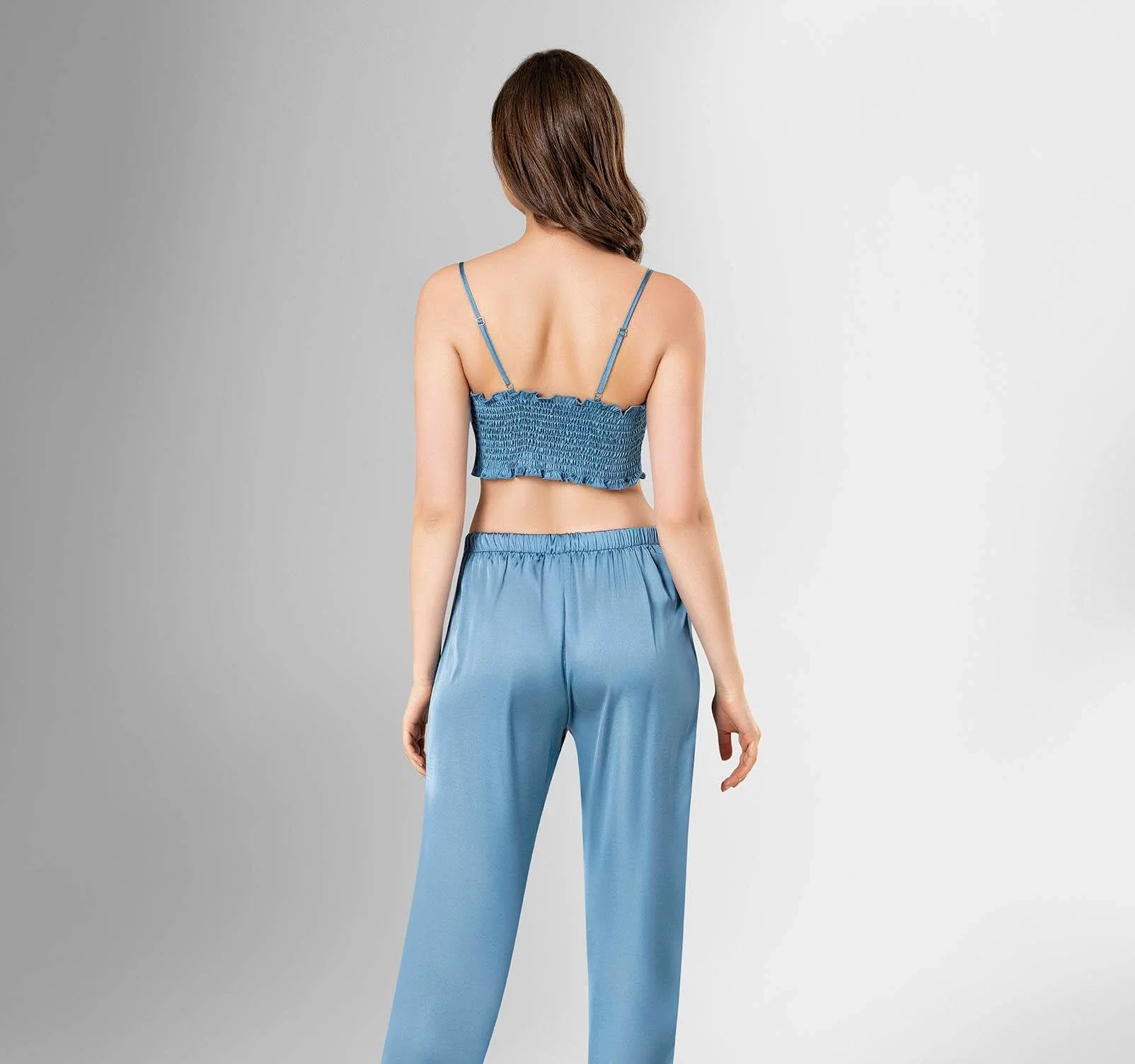 Loriva 3'lü Pijama Takımı 1825, Ahu marka mavi renkli pijama seti, kadın pijama takımı, rahat ve stil sahibi pijama