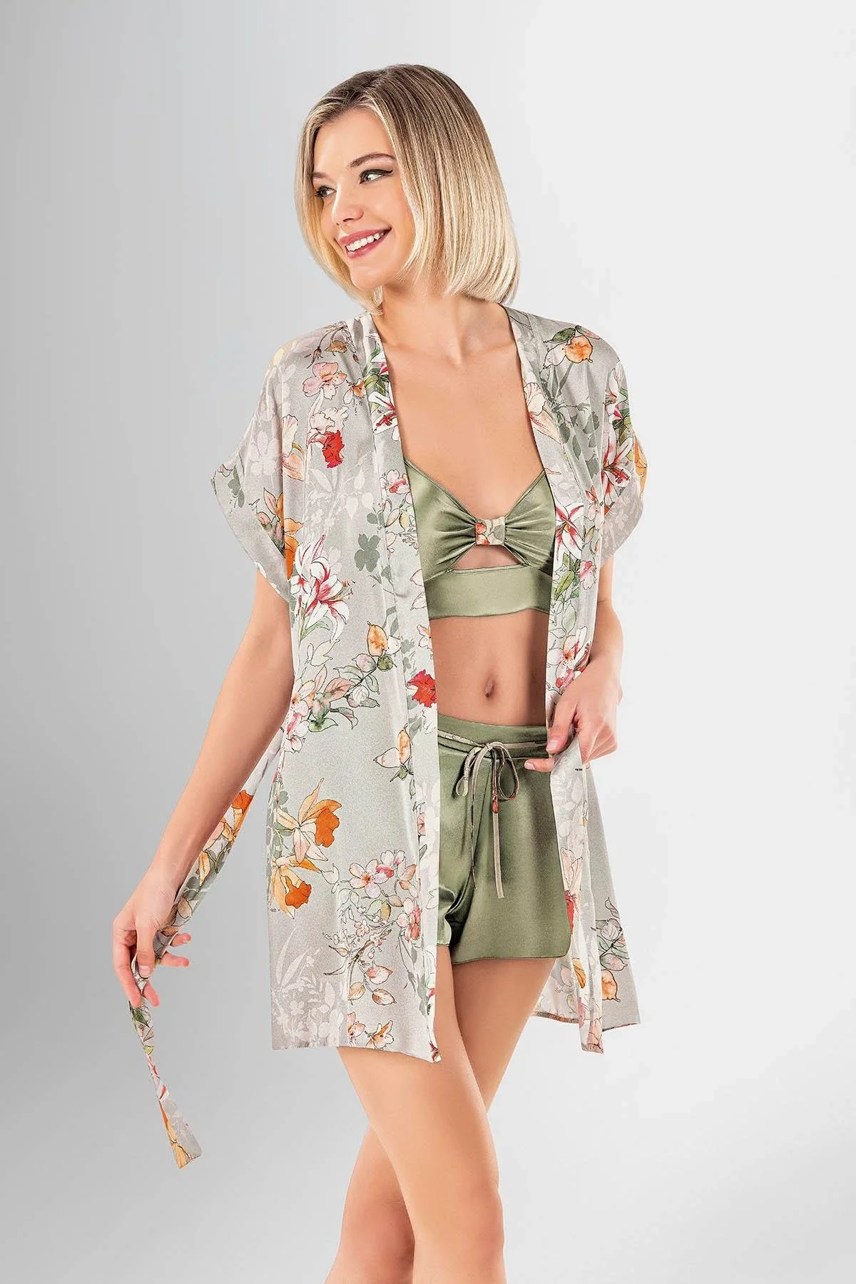 Ahu Loriva 3'lü Şort Takımı Desenli 1913 Şort Takım Toptan