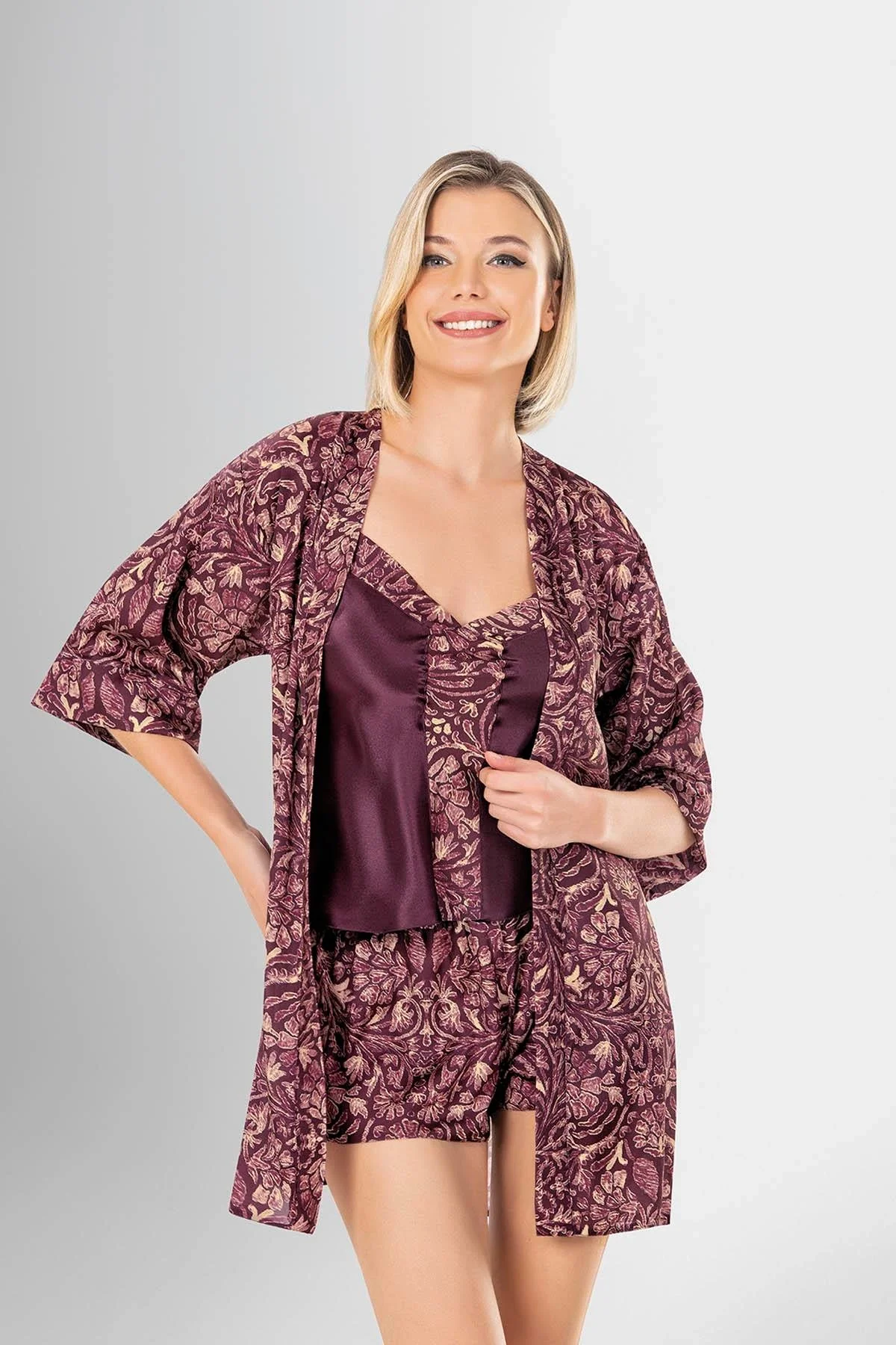 Ahu Loriva 3'lü Şort Takımı Desenli 1919 Şort Takım Toptan