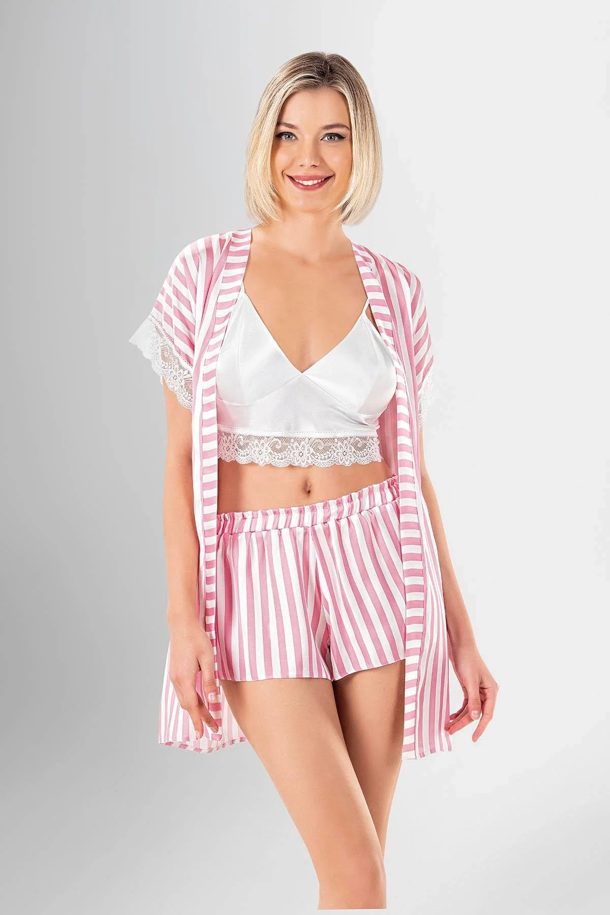 Ahu Loriva 3'lü Şort Takımı Desenli 1964 Şort Takım Toptan