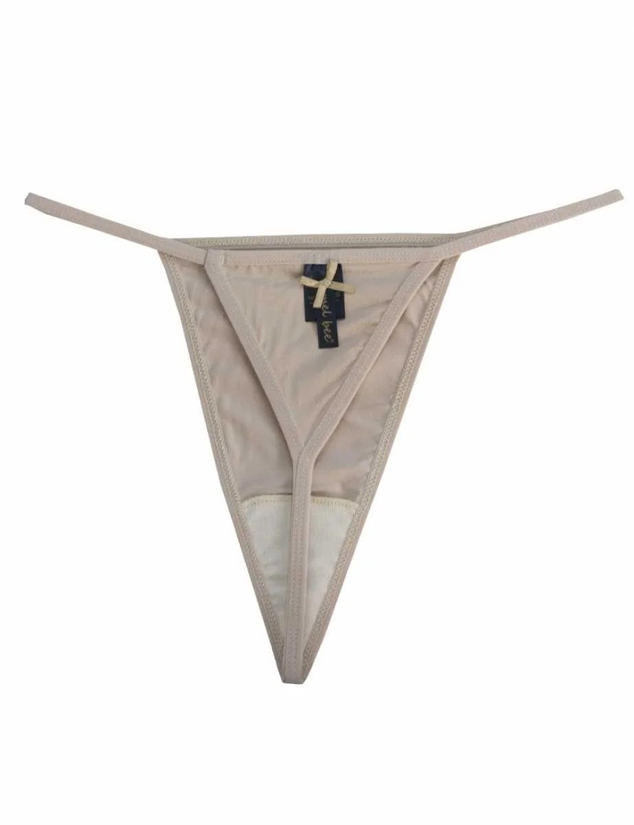 Mel Bee Likralı String MB3042 Bej, Sahinler marka kadın külot, ön görünüm, bej renk, ince dantel detaylı