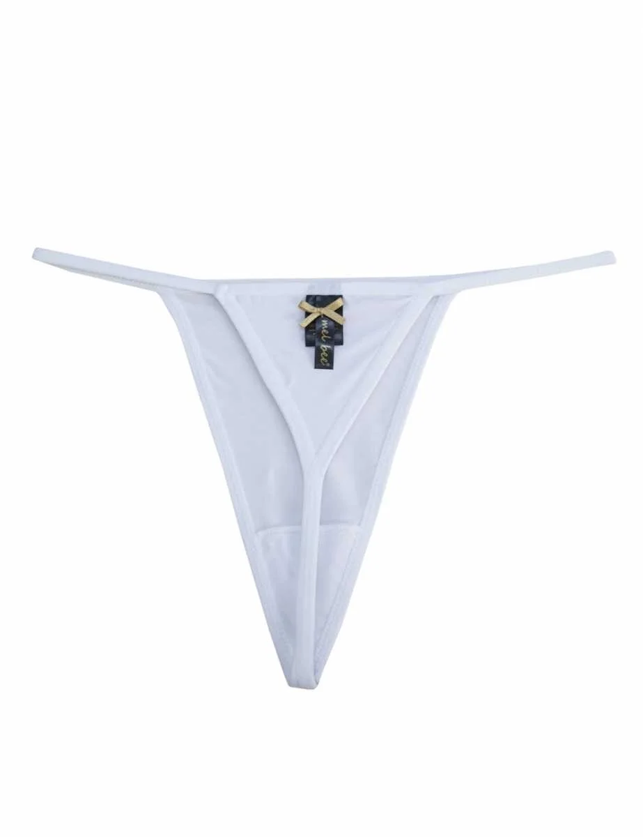 Mel Bee Likralı String MB3042 Beyaz, Sahinler marka kadın külot, minimalist tasarım, beyaz renk, ön görünüm