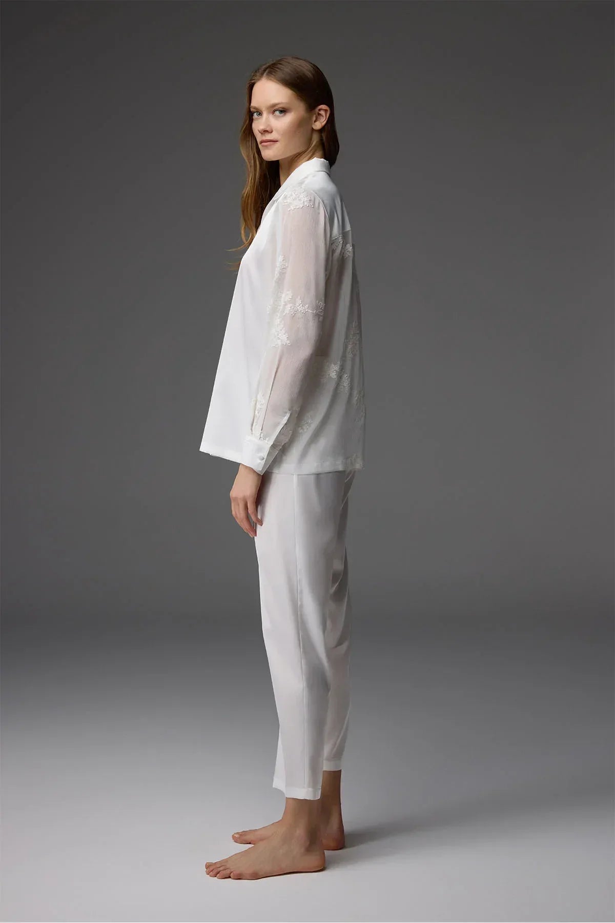 Nakışlı  Gömlek Yaka Pijama Takım BM-1830