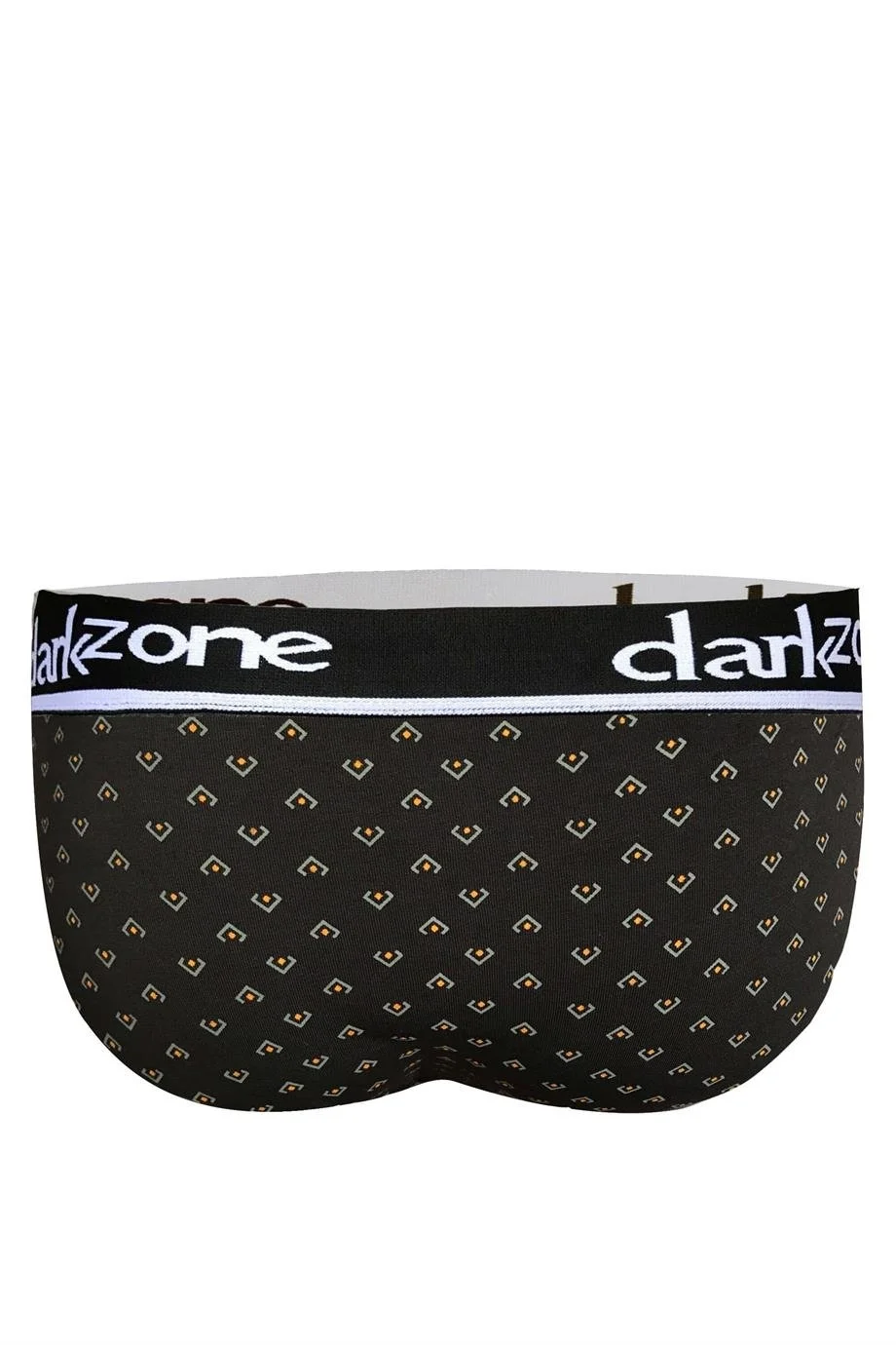 Koyu siyah ön açık desenli erkek slip, Darkzone marka, geometrik motif, erkek iç giyim toptan