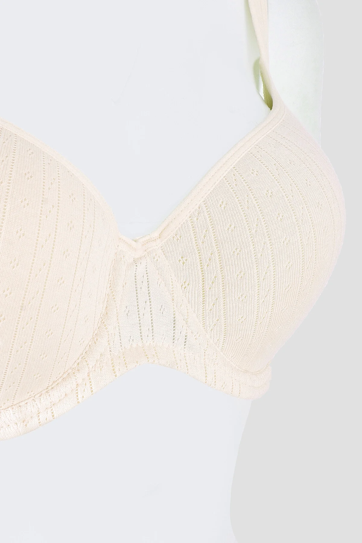 Oranj Soft Cotton Kaplı Desteksiz Sütyen, Nbb Markası, Kremi Renk, Dantelli Desen, Ön Görünüm, Kadın İç Giyim