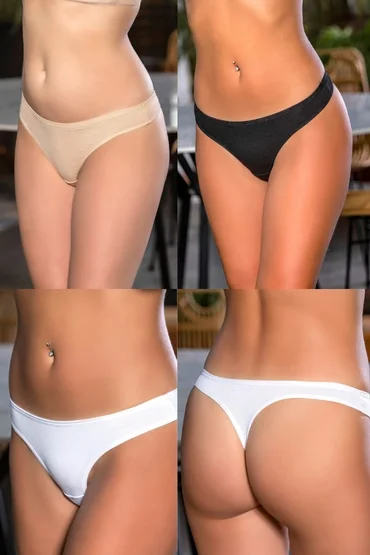 Gallipoli PAMUKLU STRİNG (KARIŞIK) SİYAH-BEYAZ-TEN (MGP2962) String Toptan