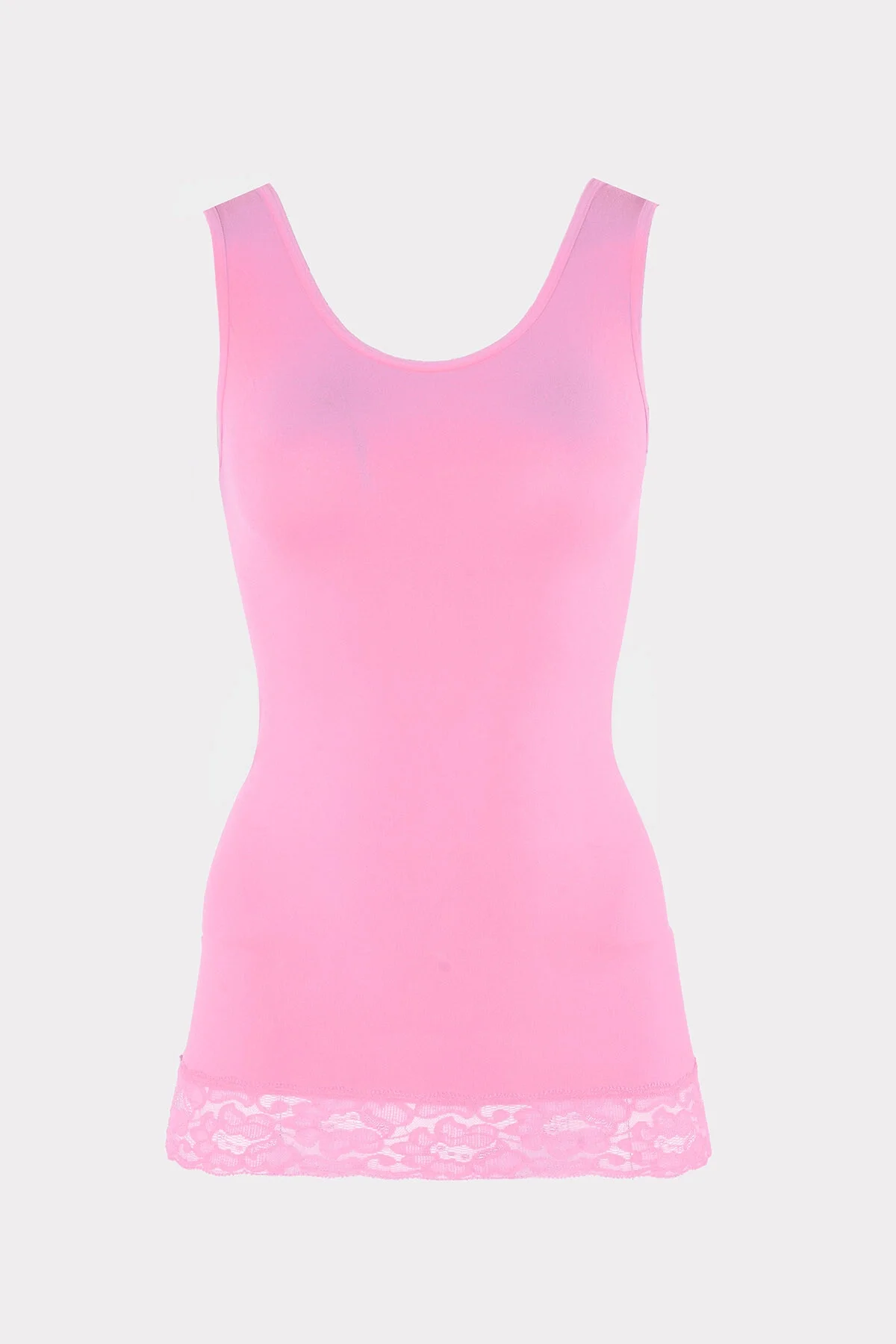 Nbb Pembe Seamless Dantelli Geniş Askılı Atlet Atlet Toptan