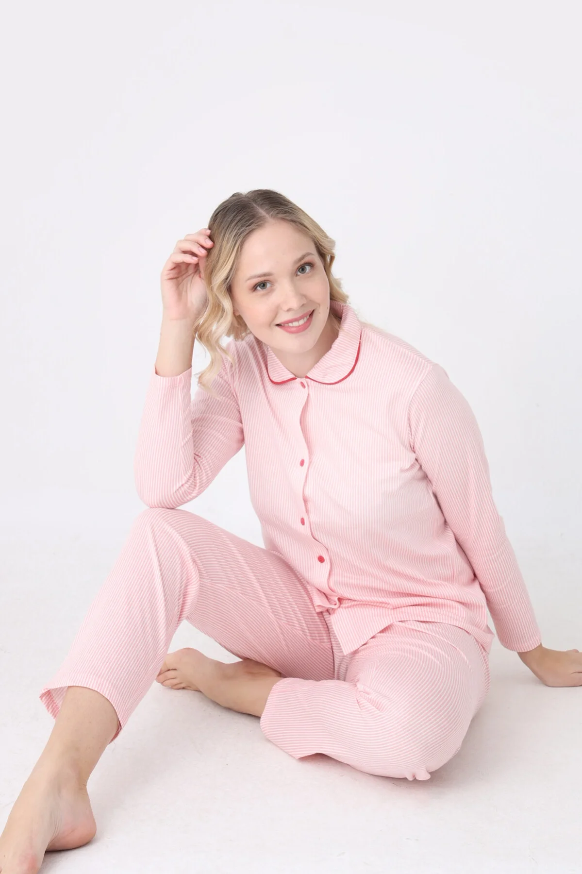 Nbb Pembe Sleepy Önden Düğmeli Pijama Takım Pijama Takımları Toptan