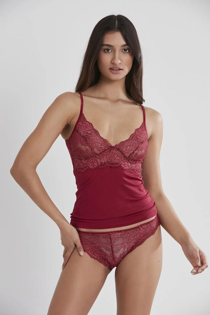 Pierre Cardin Penye Atlet Külot Kadın İç Çamaşırı Takımı - 315 Bordo Atlet Külot Takım Toptan