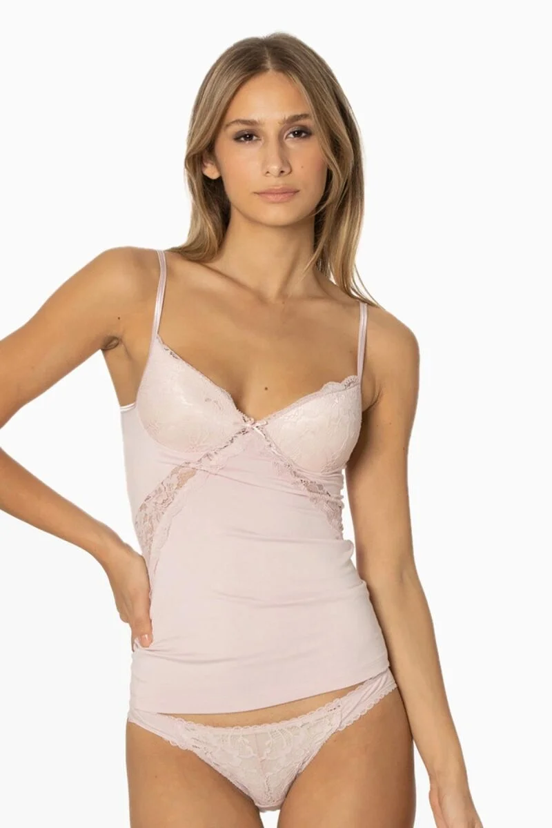 Pierre Cardin Penye Atlet Külot Takımı - 356 Pudra, pembe dantelli kadın iç çamaşırı, atlet külot takım, kadın iç giyim ürün görseli