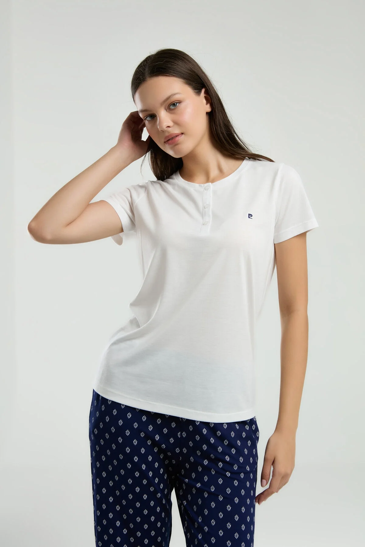 Arnetta Pierre Cardin Kadın Beyaz Pijama Takımı Pijama Takımları Toptan