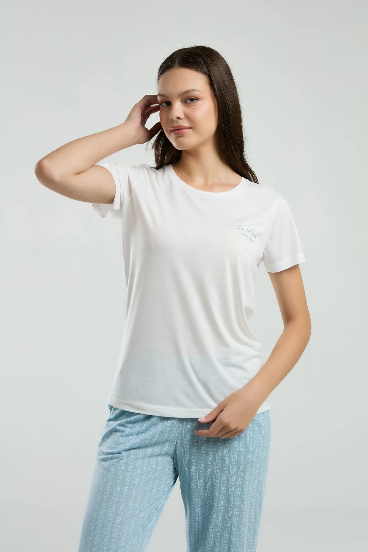 Arnetta Pierre Cardin Kadın Beyaz Pijama Takımı Pijama Takımları Toptan