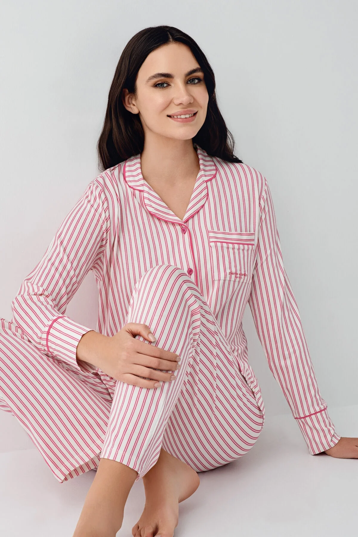 Arnetta Pierre Cardin Kadın Bordo Gömlek Pijama Pijama Takımları Toptan