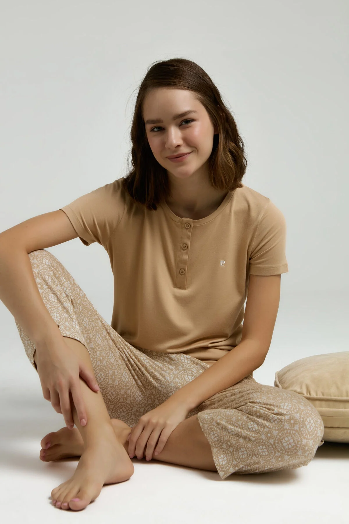 Arnetta Pierre Cardin Kadın Krem Kapri Takım Kapri Takım Toptan