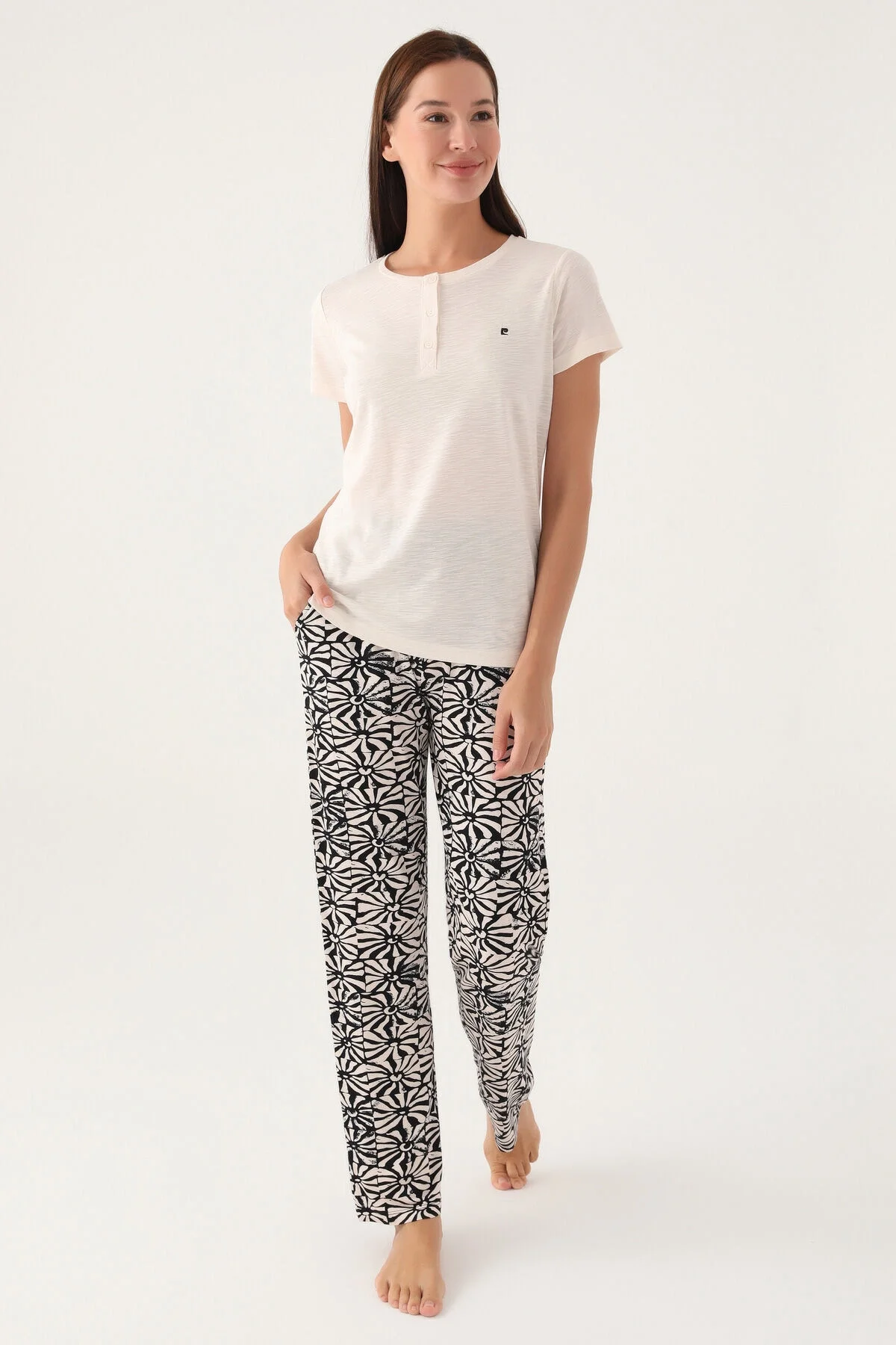 Arnetta Pierre Cardin Kadın Krem Pijama Takımı Pijama Takımları Toptan