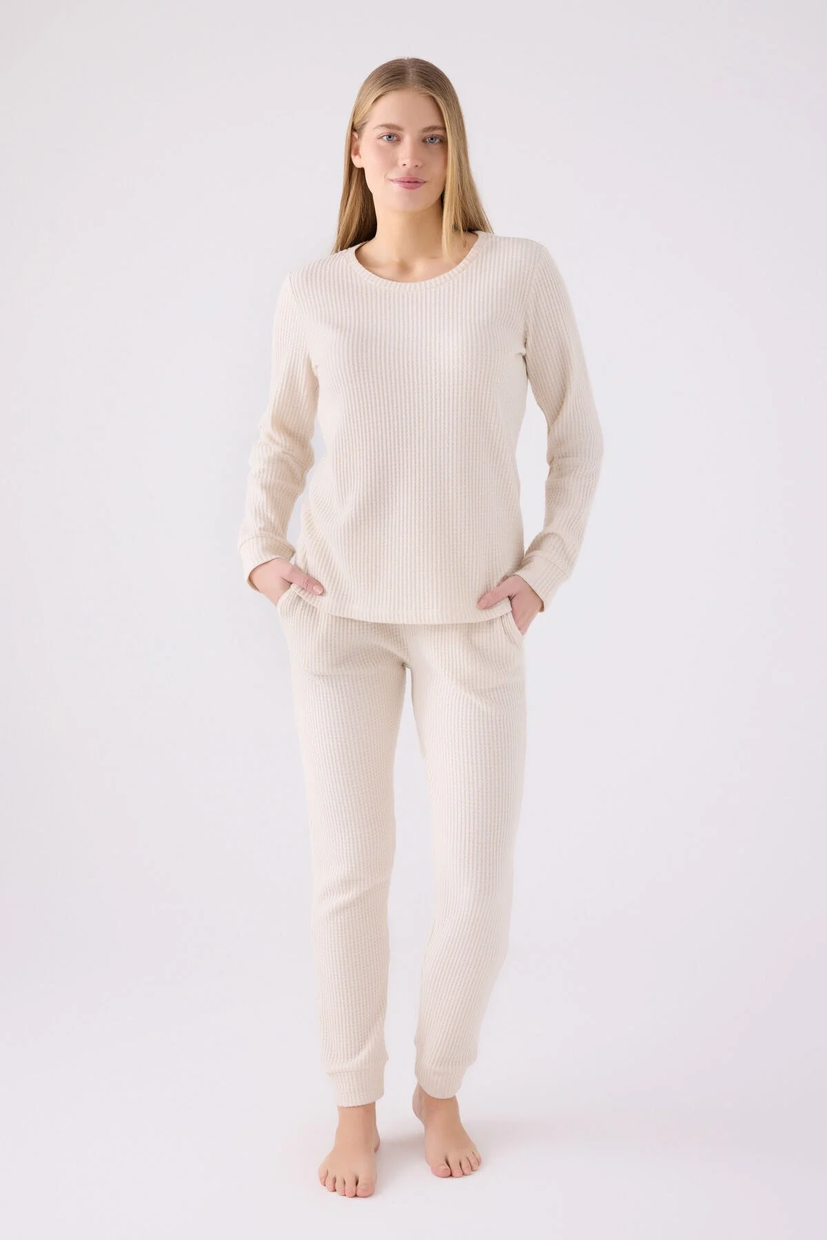 Arnetta Pierre Cardin Kadın Krem Pijama Takımı Pijama Takımları Toptan