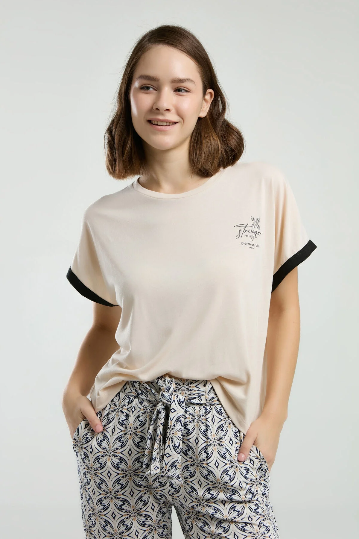 Arnetta Pierre Cardin Kadın Krem Pijama Takımı Pijama Takımları Toptan