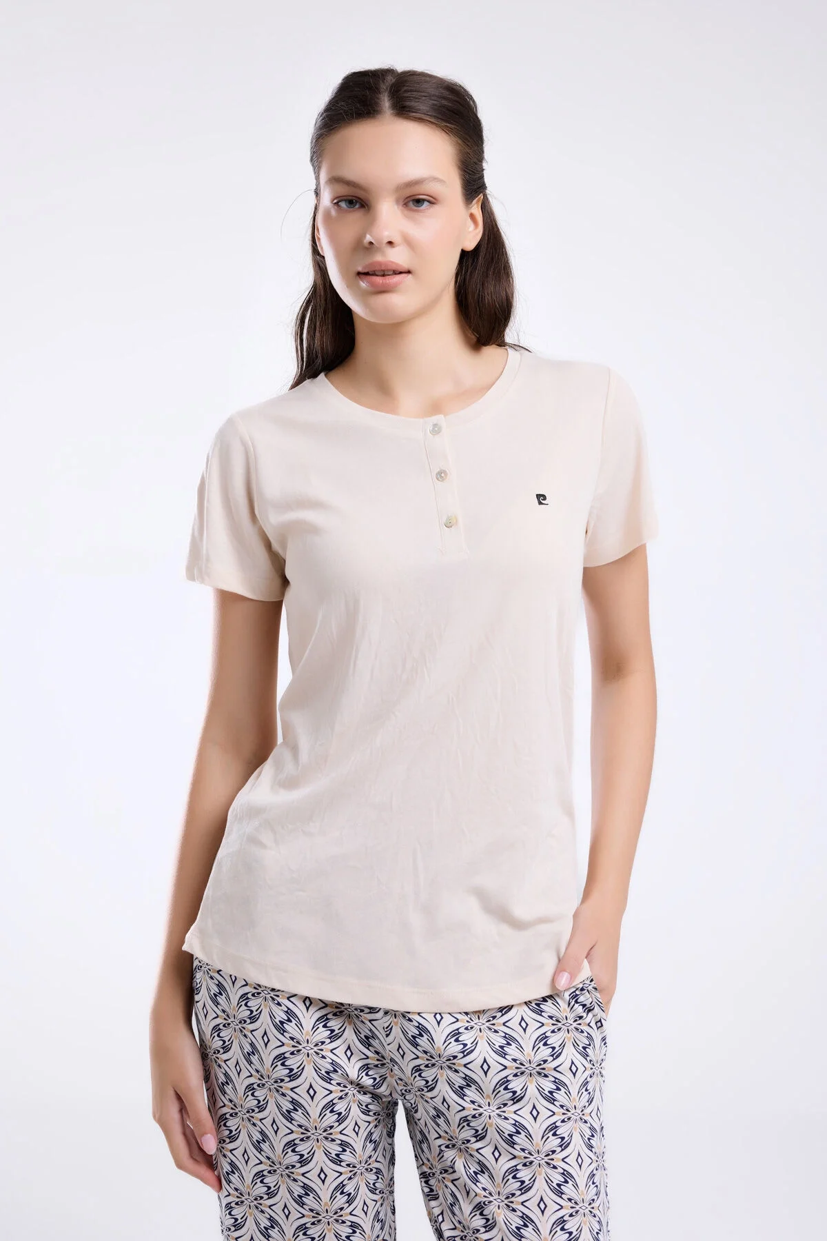 Arnetta Pierre Cardin Kadın Krem Pijama Takımı Pijama Takımları Toptan