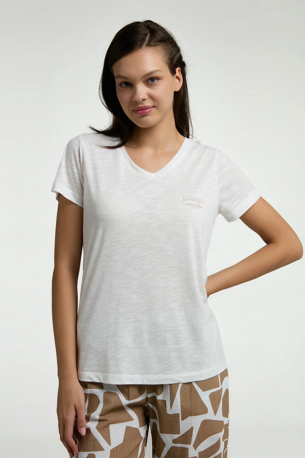 Arnetta Pierre Cardin Kadın Krem Pijama Takımı Pijama Takımları Toptan