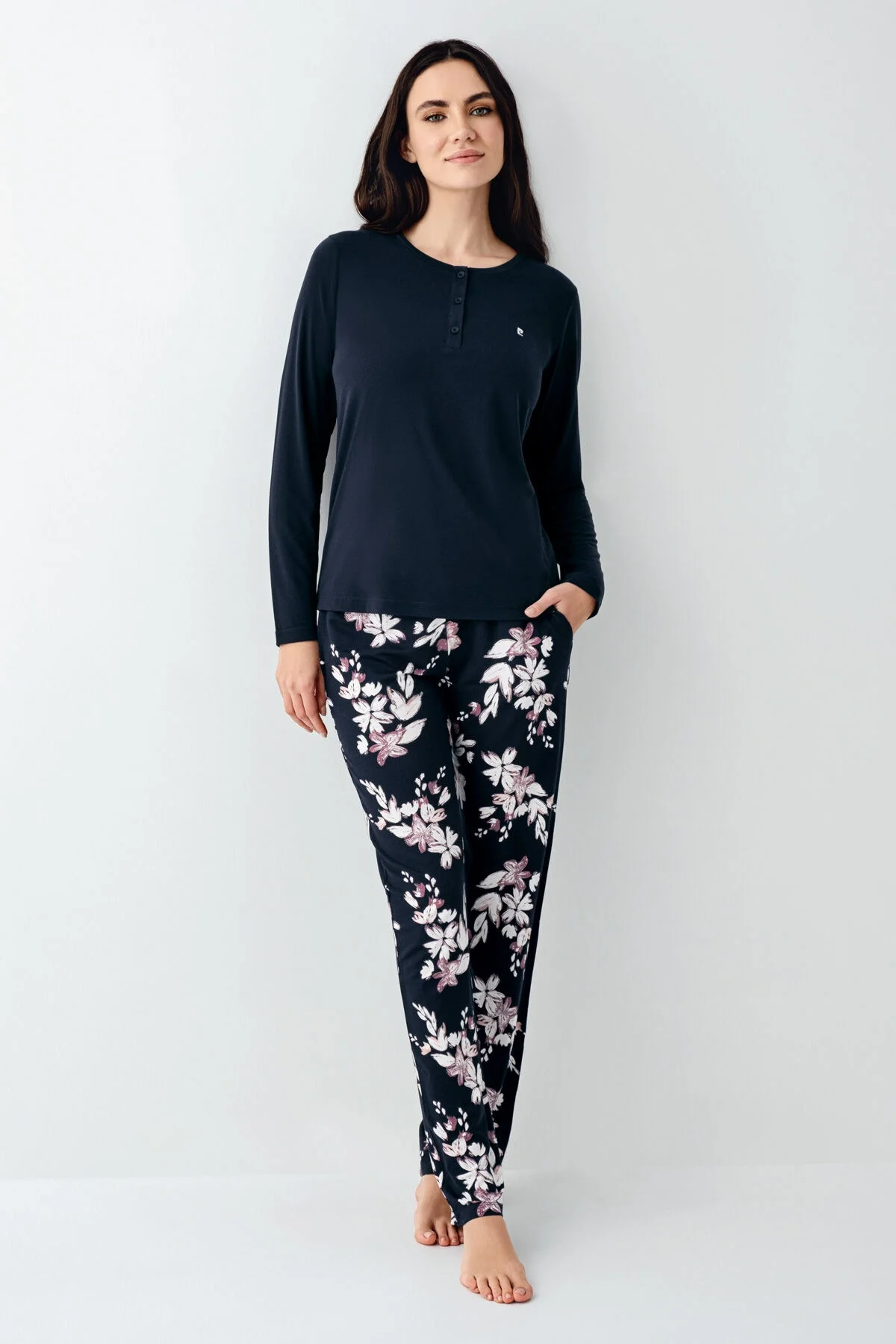 Arnetta Pierre Cardin Kadın Lacivert Pijama Takımı Pijama Takımları Toptan