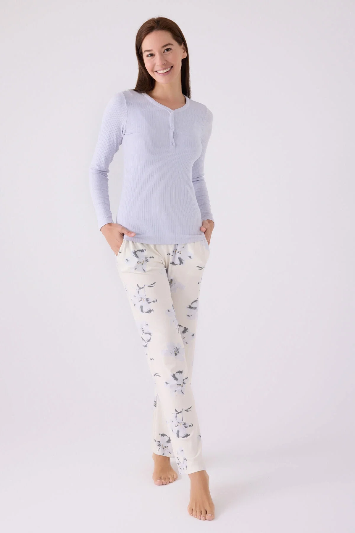 Arnetta Pierre Cardin Kadın Mavi Pijama Takımı Pijama Takımları Toptan