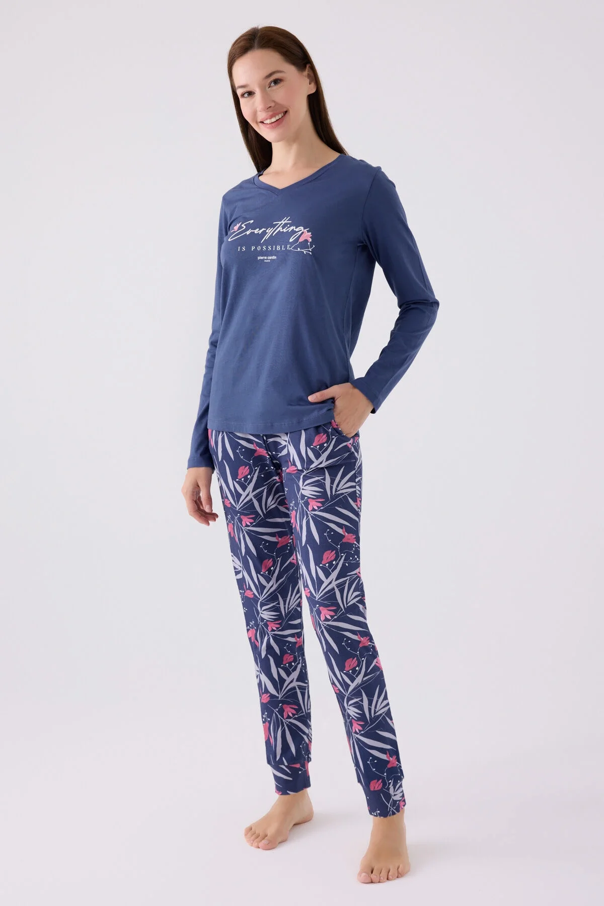 Arnetta Pierre Cardin Kadın Mavi Pijama Takımı Pijama Takımları Toptan