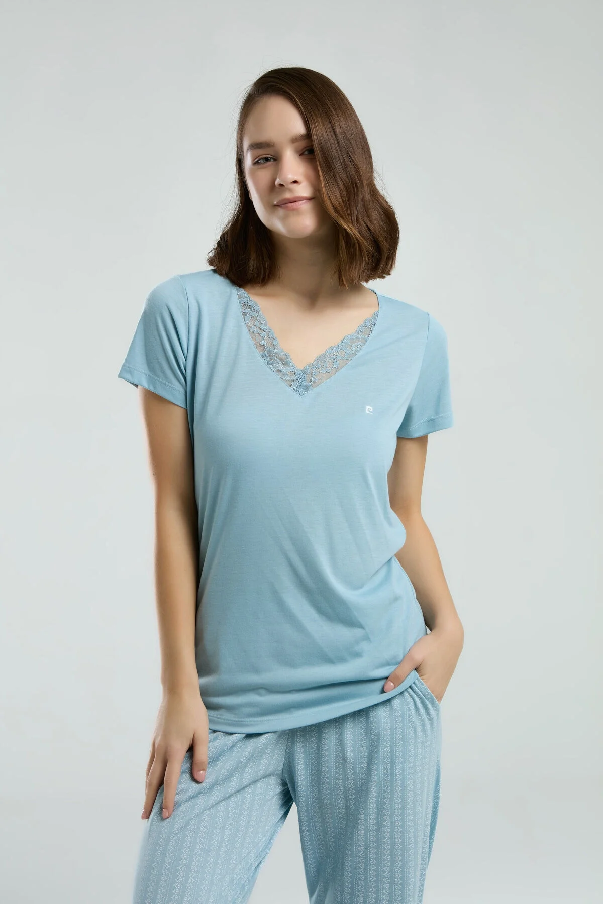 Arnetta Pierre Cardin Kadın Mavi Pijama Takımı Pijama Takımları Toptan