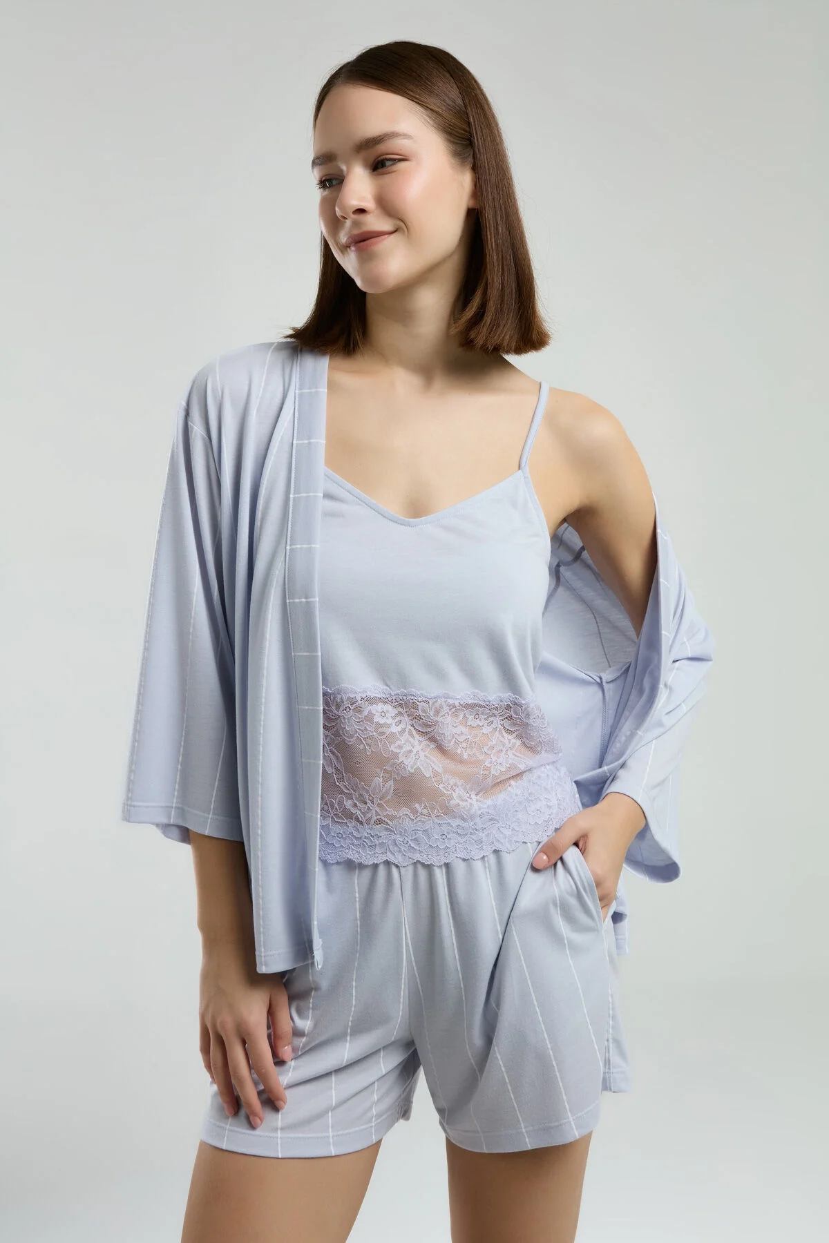 Arnetta Pierre Cardin Kadın Mavi Sabahlık Gecelik & Sabahlık Toptan