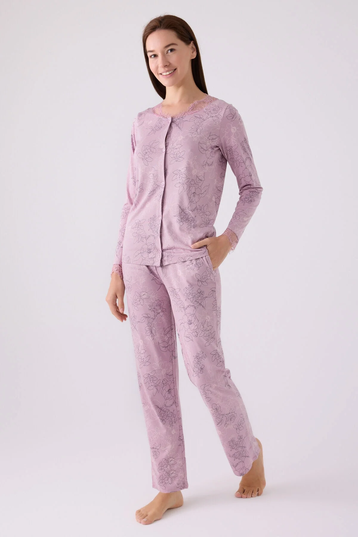 Arnetta Pierre Cardin Kadın Mor Pijama Takımı Pijama Takımları Toptan