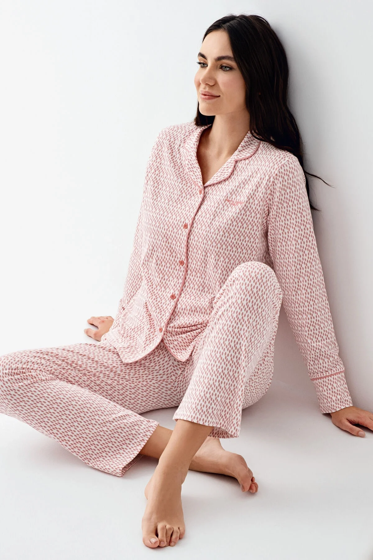 Arnetta Pierre Cardin Kadın Pembe Gömlek Pijama Pijama Takımları Toptan