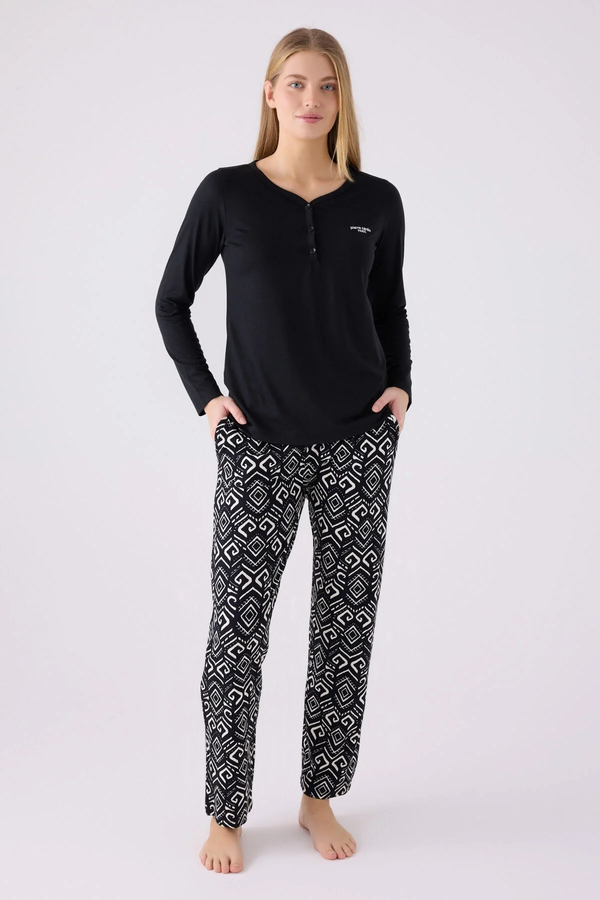 Arnetta Pierre Cardin Kadın Siyah Pijama Takımı Pijama Takımları Toptan