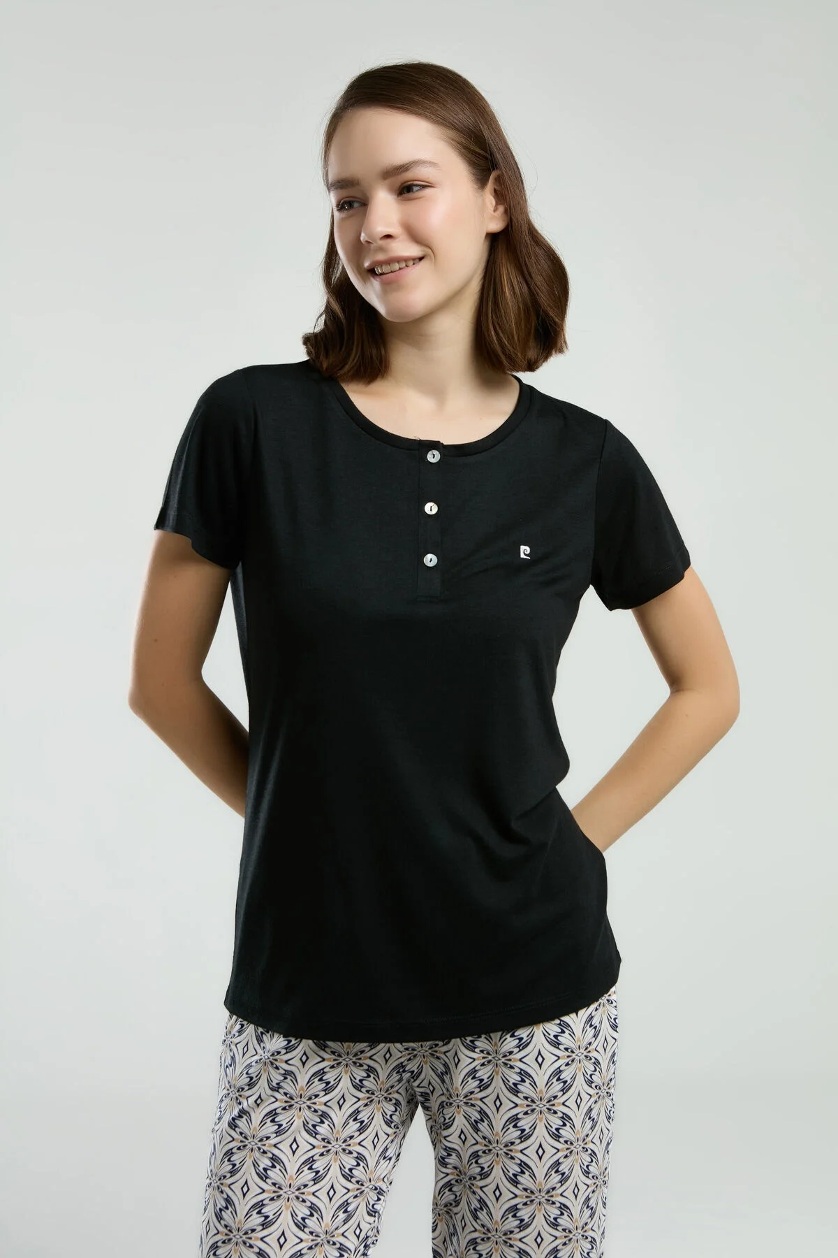 Arnetta Pierre Cardin Kadın Siyah Pijama Takımı Pijama Takımları Toptan