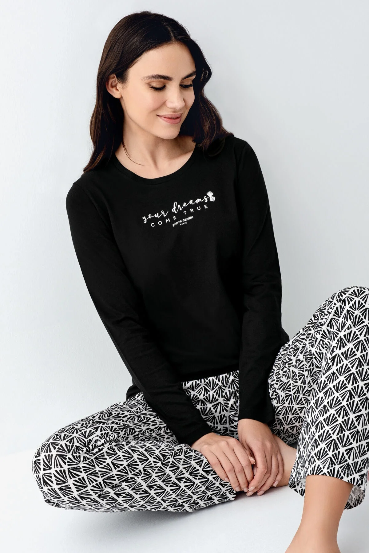 Arnetta Pierre Cardin Kadın Siyah Pijama Takımı Pijama Takımları Toptan