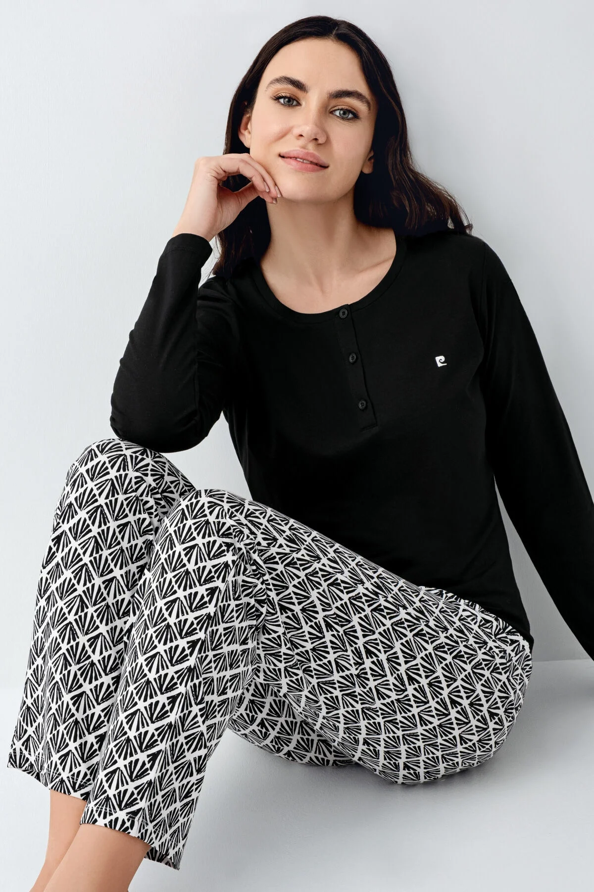 Arnetta Pierre Cardin Kadın Siyah Pijama Takımı Pijama Takımları Toptan