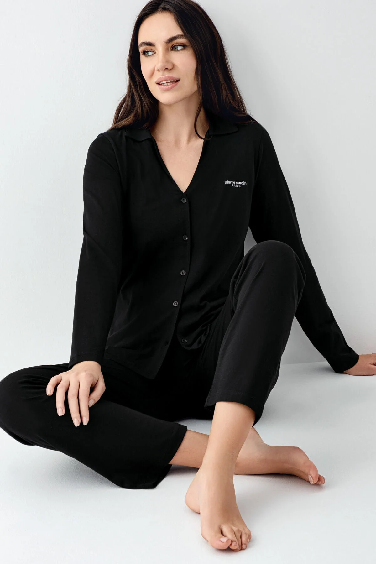 Arnetta Pierre Cardin Kadın Siyah Pijama Takımı Pijama Takımları Toptan