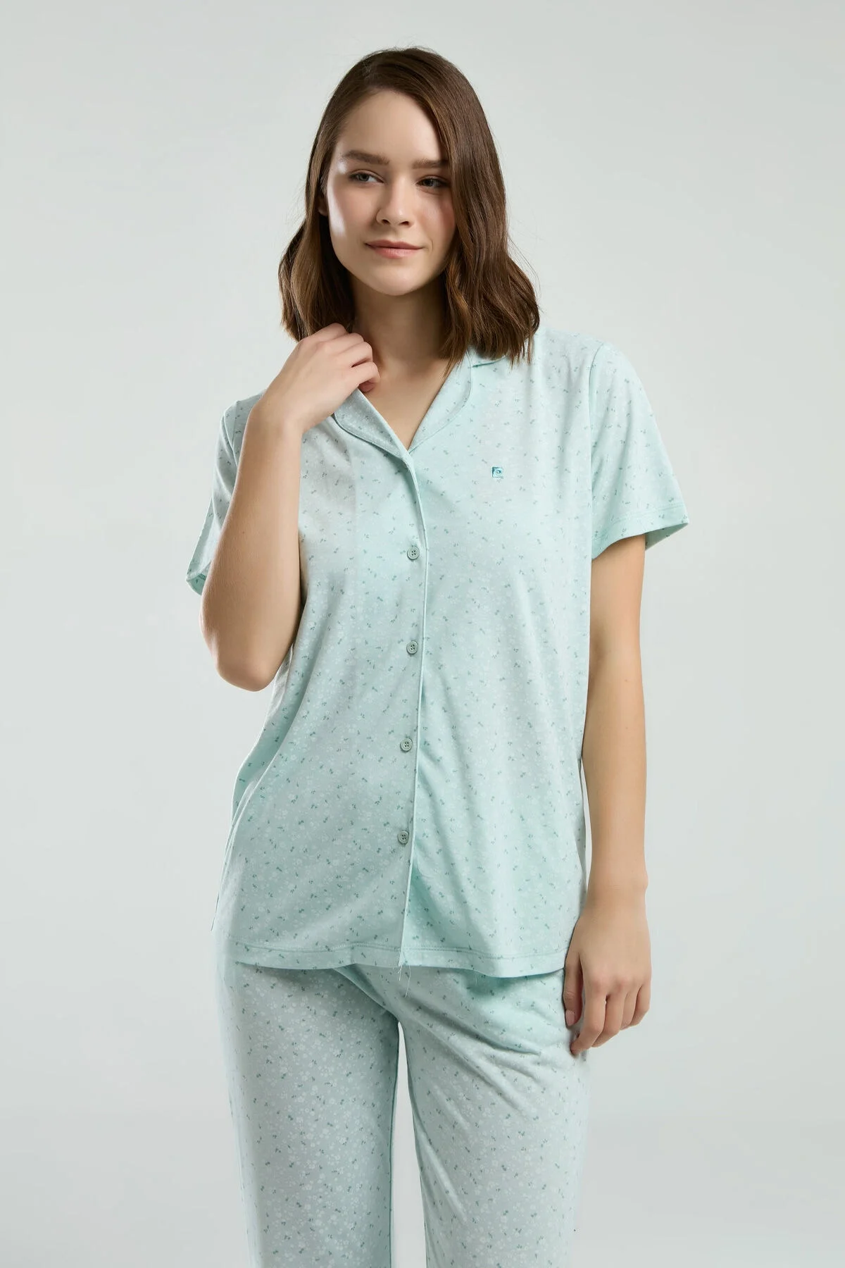 Arnetta Pierre Cardin Kadın Yeşil Gömlek Pijama Pijama Takımları Toptan