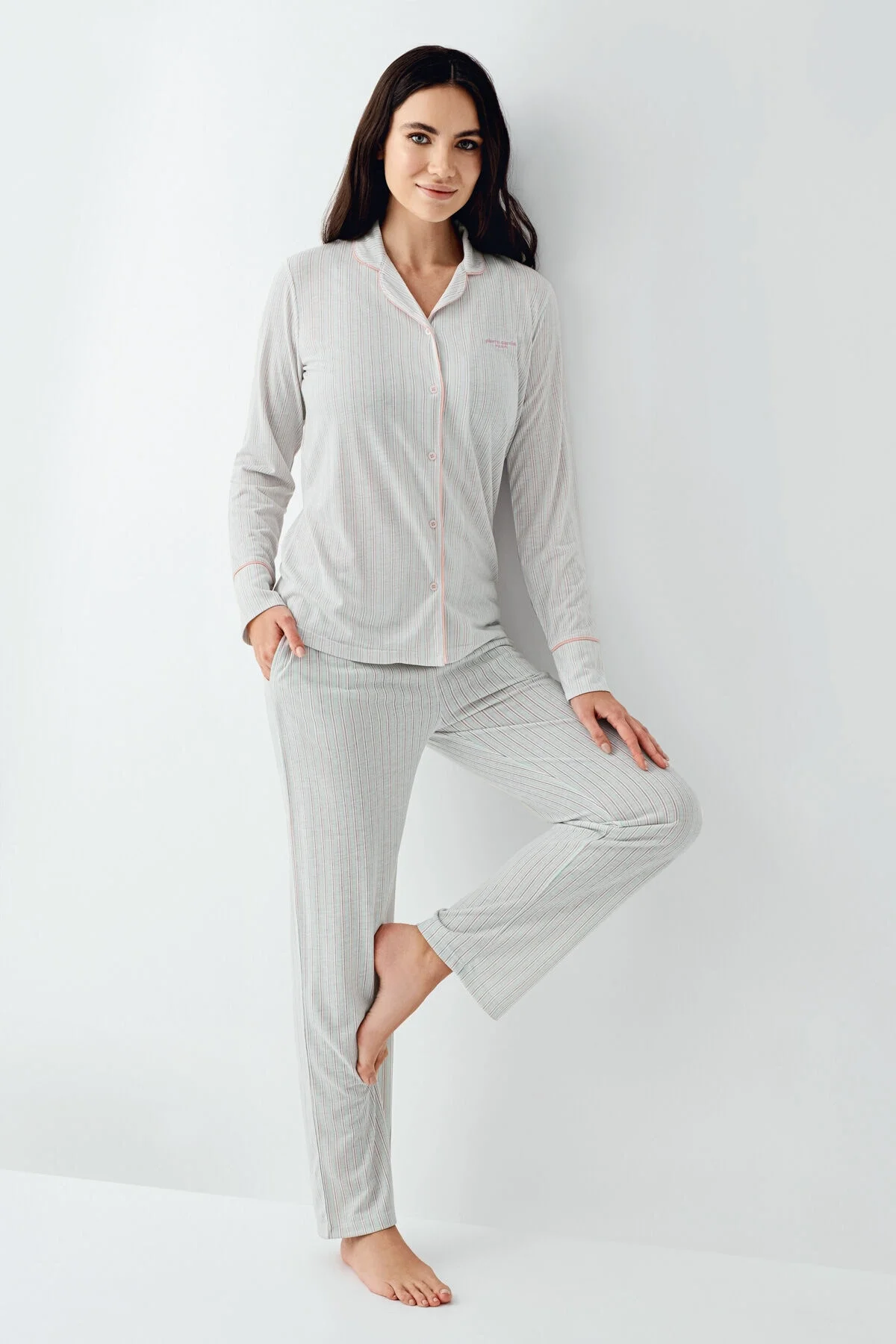 Arnetta Pierre Cardin Kadın Yeşil Gömlek Pijama Pijama Takımları Toptan