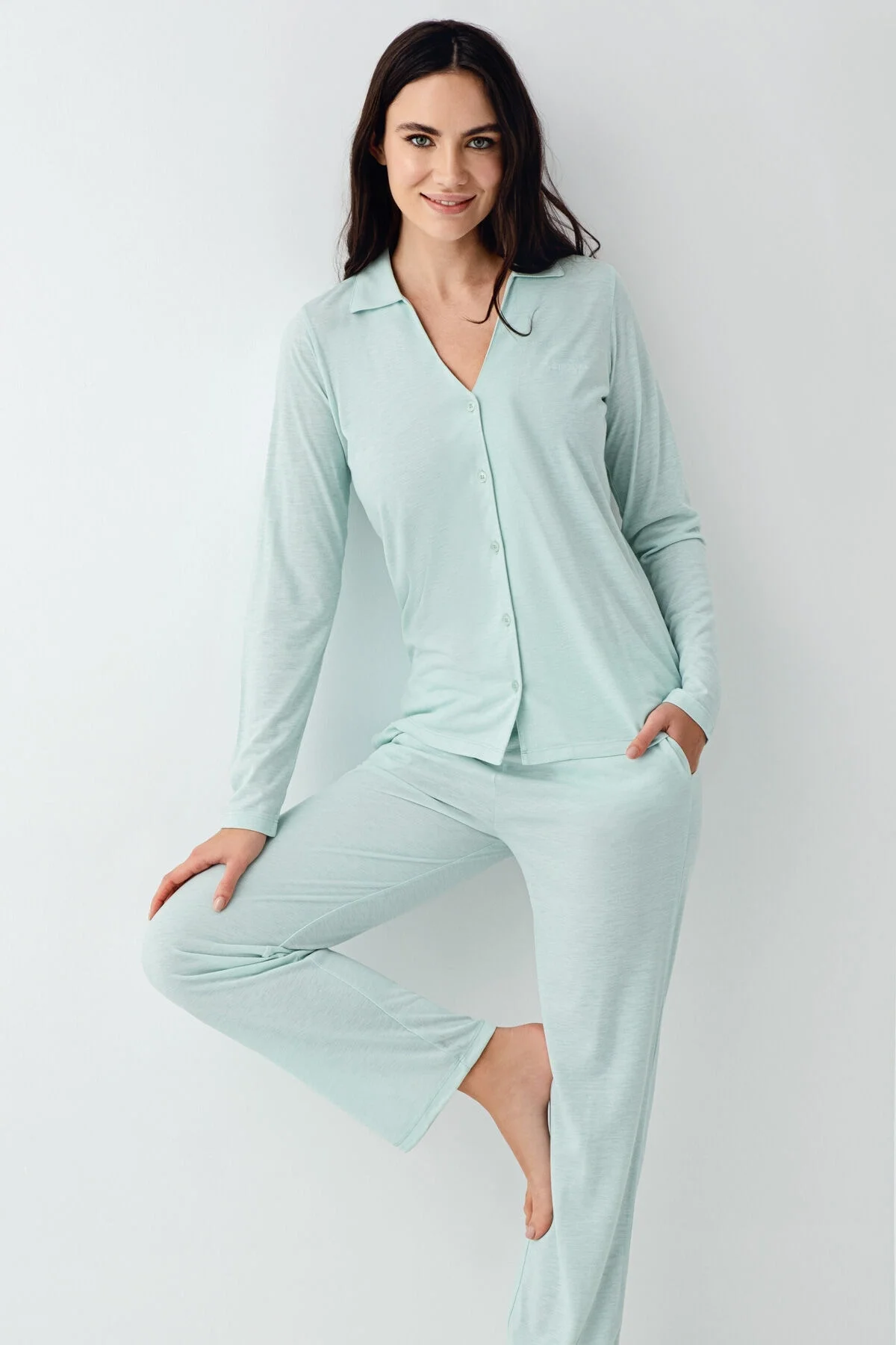 Arnetta Pierre Cardin Kadın Yeşil Pijama Takımı Pijama Takımları Toptan