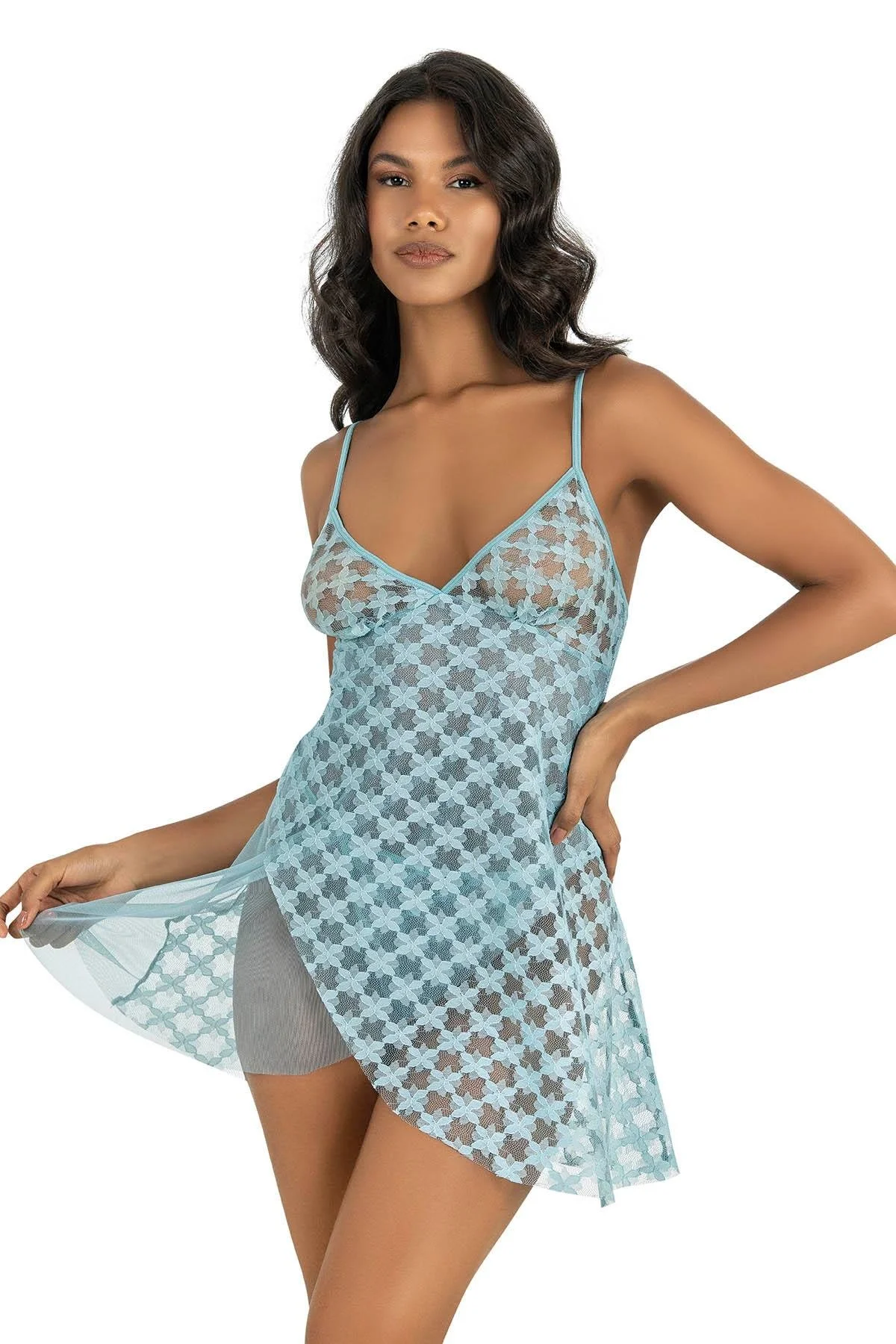 Ahu Primoda Aqua Kısa Tül Gecelik 4218 Gecelik Toptan