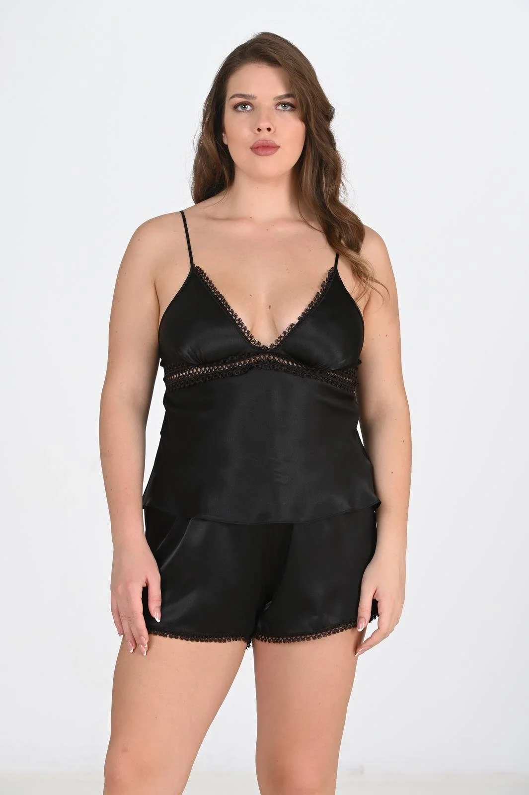 Ahu Primoda Büyük Beden Siyah Şort Takımı 1070 Şort Takım Toptan