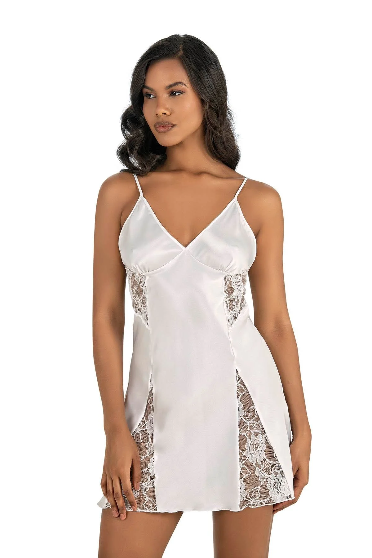 Ahu Primoda Ekru Kısa Saten Gecelik 8204 Gecelik Toptan