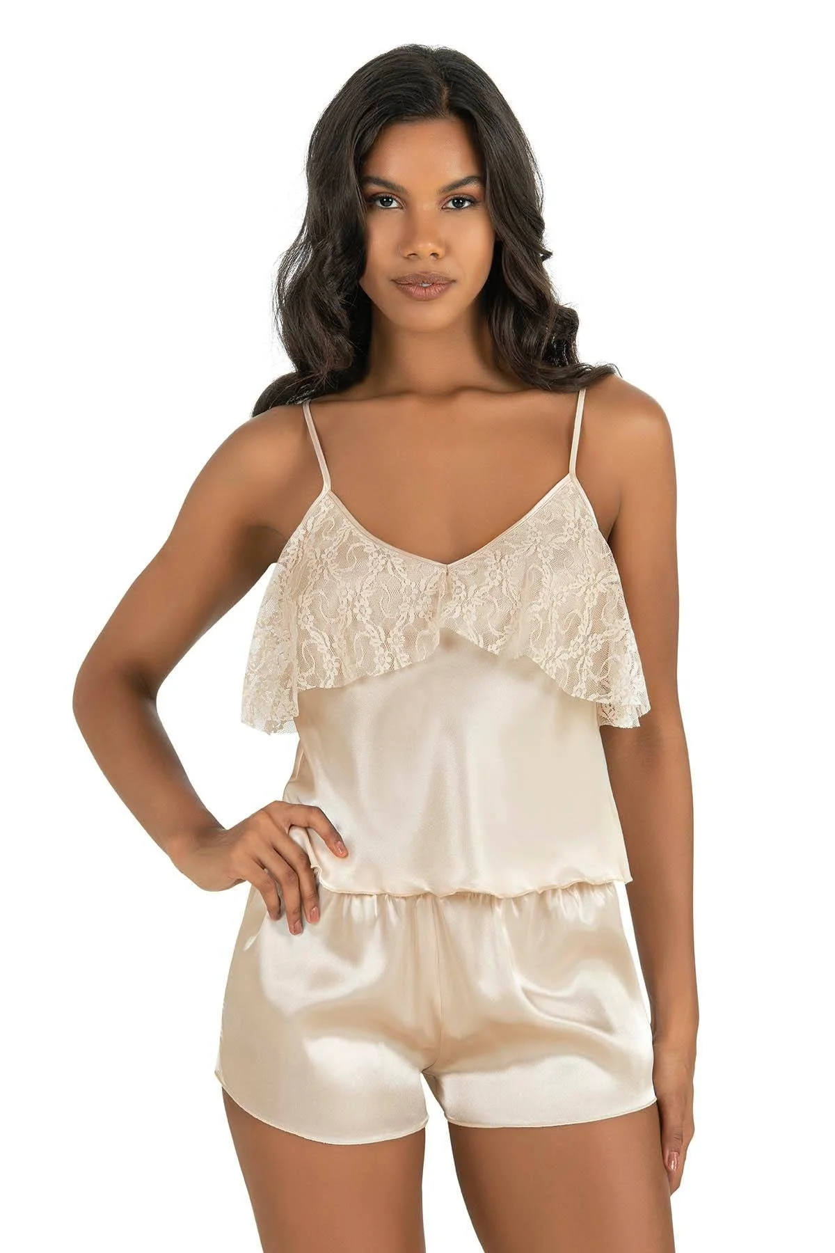 Ahu Primoda Fildişi Saten Şort Takımı 9214 Şort Takım Toptan