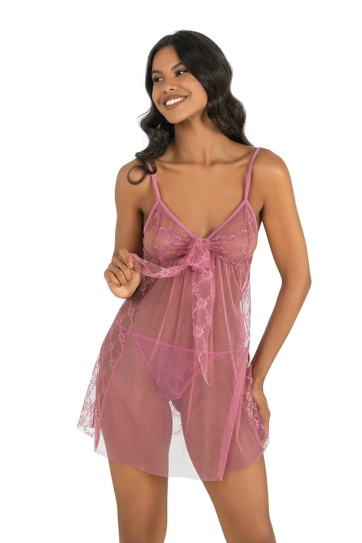 Ahu Primoda Gül Kurusu Kısa Tül Gecelik 4225 Gecelik Toptan